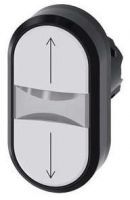 Doppeldrucktaster, beleuchtet, 22mm, rund, weiß: Pfeil nach oben / unten 3SU1001-3AB66-0AN0