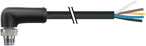 M12 Power St. 90° L-kod. freies Ltg-ende