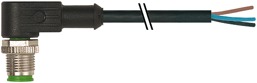 M12 St.gew mit freiem Leitungsende 3p.Dual-Keyway