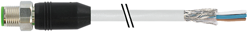 M12 St. 0° gesch. freies Ltg.-ende V4A