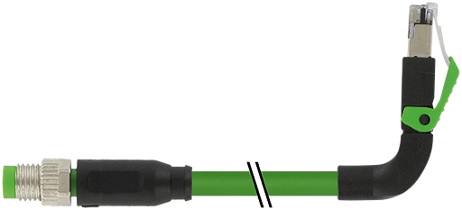 M8 St. 0° A-kod. / RJ45 St. 90° oben geschirmt