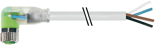 M8 Bu. 90° freies Ltg.-ende LED