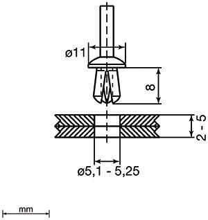 Unex 1305 Kunststoffspreiznieten 5mm