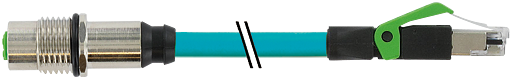 M12 Flanschbuchse D-cod. HWM / RJ45 St. 0°