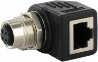 M12 Bu. D-cod. / RJ45 Ethernet-Adapter 90° 4-pol. 7000-44681-0000000