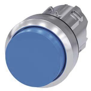 Drucktaster, 22mm, rund, blau, Druckknopf