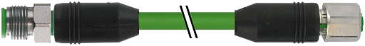 M12 St. 0° / M12 Bu. 0° D-kod. geschirmt V2A