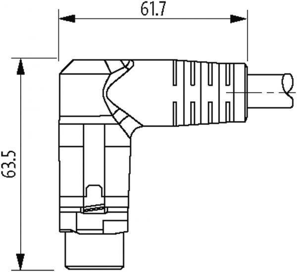 MQ15-X-Power St. 90° rechts, freies Ltg.-ende