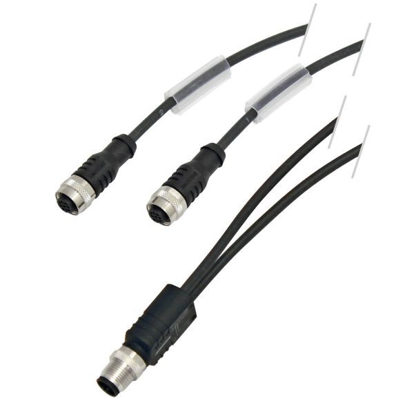 Y Verteiler M12 mit Kabelabgang (2x1m), A-kodiert