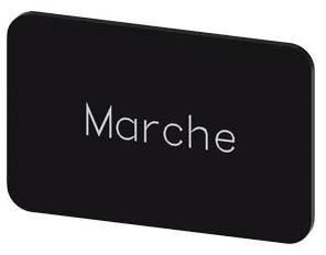 Bezeichnungsschild 17,5x27mm, Schild schwarz, Beschriftung: Marche