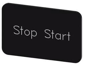 Bezeichnungsschild 17,5x27mm, Schild schwarz, Beschriftung: Stop Start