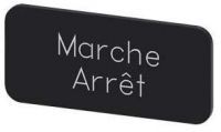 Bezeichnungsschild 12,5x27mm, Schild schwarz, Beschriftung: Arret-Marche 3SU1900-0AC16-0GU0