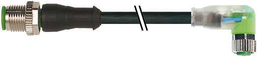 M12 St. 0° / M8 Bu. 90° mit LED