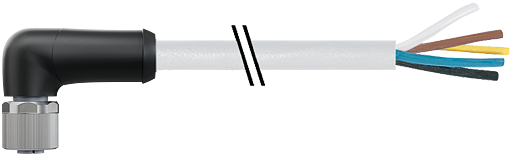 M12 Power Bu. 90° L-kod. freies Ltg-ende