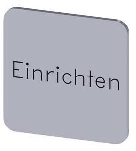 Bezeichnungsschild 22x22mm, Schild silber, Beschriftung: Einrichten