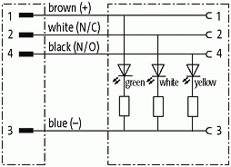 M12 St. ger. auf M12 Bu. gew. mit LED V4A