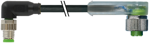 M8 St. 90° / M12 Bu. 90° A-kod. LED