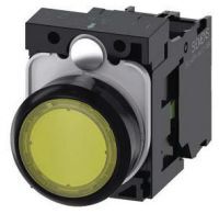 Drucktaster, beleuchtet, 22mm, rund, gelb, Druckknopf, 1S, AC/DC 24V 3SU1102-0AB30-1BA0