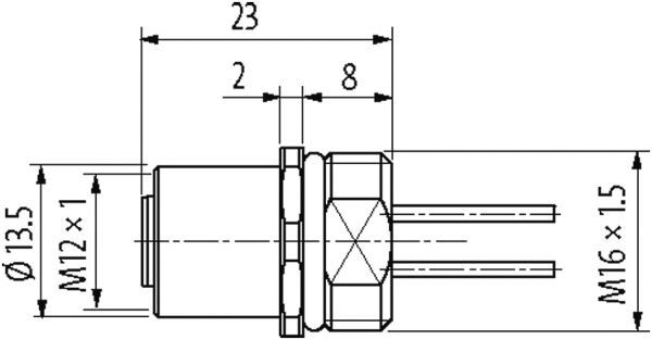 M12 Flanschbuchse A-cod. Vorderwandmontage V2A