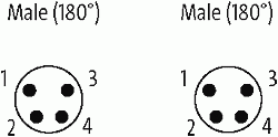 M8 St. 90° 180° / M8 St. 90° A-kod. 180° geschirmt