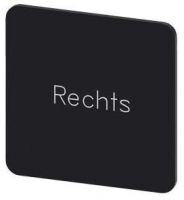 Bezeichnungsschild 27x27mm, Schild schwarz, Beschriftung: Rechts 3SU1900-0AE16-0AH0