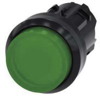 Drucktaster, beleuchtet, 22mm, rund, grün, Druckknopf 3SU1001-0BB40-0AA0