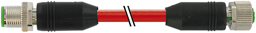 M12 St. 0° / M12 Bu. 0° D-kod. geschirmt