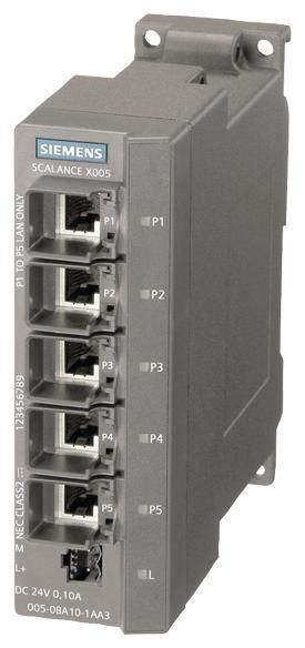SCALANCE X005, IE Entry Level Switch unmanaged 5x 10/100 Mbit/s RJ45 Ports