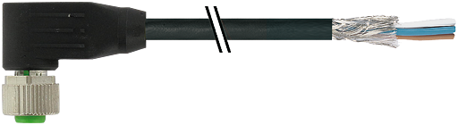 M12 Bu. 90° A-kod. freies Ltg-ende geschirmt