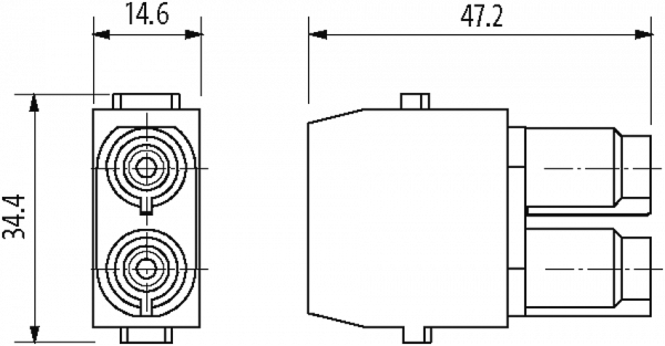 Buchsenmodul, 2-polig, Axialschraubanschluss