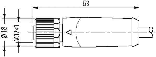 M12 Power Bu. 0° L-kod. freies Ltg-ende