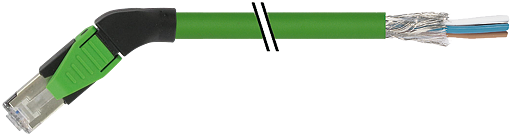 RJ45 St. 45° links freies Ltg-ende geschirmt