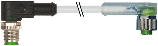 M12 St. gew. auf M12 Bu. gew. mit LED