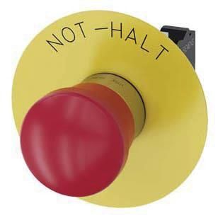 Not-Halt-Pilzdrucktaster, 22mm, rund, rot, Beschriftung: Not-Halt, 1Ö, 1Ö