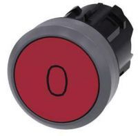 Drucktaster, 22mm, rund, rot, Beschriftung: O, Druckknopf 3SU1030-0AB20-0AD0