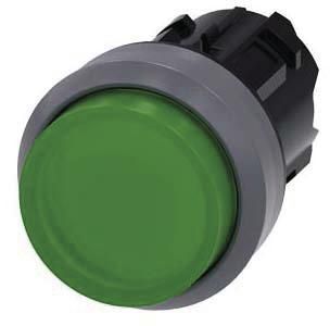 Drucktaster, beleuchtet, 22mm, rund, grün, Druckknopf