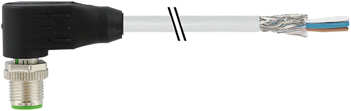 M12 male 90° shielded with cable