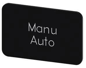 Bezeichnungsschild 17,5x27mm, Schild schwarz, Beschriftung: Manu Auto