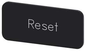 Bezeichnungsschild 12,5x27mm, Schild schwarz, Beschriftung: Reset