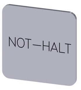 Bezeichnungsschild 22x22mm, Schild silber, Beschriftung: Not-Halt