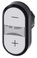 Doppeldrucktaster, beleuchtet, 22mm, rund, weiß:- weiß: + 3SU1001-3AB66-0AL0