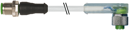 M12 St. ger. auf M12 Bu. gew. mit LED