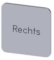 Bezeichnungsschild 22x22mm, Schild silber, Beschriftung: Rechts 3SU1900-0AF81-0AH0