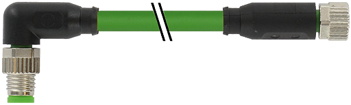 M8 St. 90° / M8 Bu. 0° A-kod. geschirmt