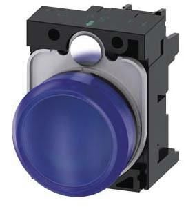 Leuchtmelder, 22mm, rund, blau, Linse, glatt, LED-Modul, AC 110V