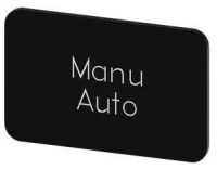 Bezeichnungsschild 17,5x27mm, Schild schwarz, Beschriftung: Manu Auto 3SU1900-0AD16-0GT0